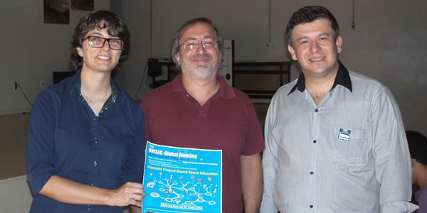 From the left: Chantal Cappelletti (Nanosat expert), Paolo Gessini(Brasilia University Aerospace Professor), and Joao Dallamuta